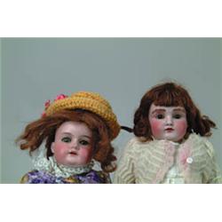 LOT OF 2 GERMAN BISQUE SHOULDER HEAD DOLLS.