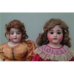 LOT 2 GERMAN BISQUE SHOULDER HEAD DOLLS.