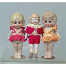LOT OF 4 ALL BISQUE DOLLS.  