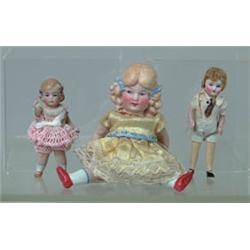 LOT OF 3 ALL-BISQUE DOLLS. 