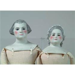 LOT OF 2 BISQUE SHOULDER HEAD DOLLS.