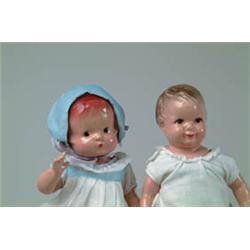 LOT OF 3 COMPOSITION DOLLS.