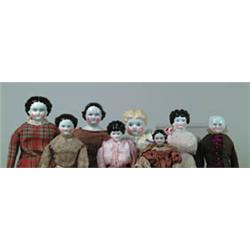 LOT OF 8 CHINA HEAD DOLLS.