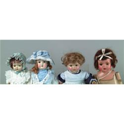 LOT OF 4 COMPOSITION DOLLS.