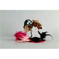 BOX LOT OF MISC. DOLL CLOTHES, HATS, SHOES, ETC.