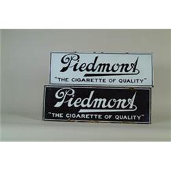 TWO PIEDMONT PORCELAIN RECTANGULAR SIGNS "PIEDMONT, THE CIGARETTE OF QUALITY".