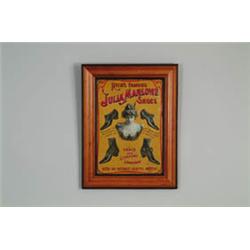 RARE JULIA MARLOWE SHOES EMBOSSED TIN SIGN.