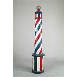 WOOD BARBER POLE TRADE SIGN.