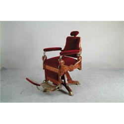 KOCHS' COLUMBIA OAK BARBER CHAIR.  