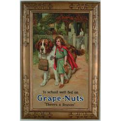 POPULAR ANTIQUE GRAPE NUTS TIN LITHO SIGN.