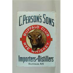 BUFFALO CLUB RYE WHISKEY SIGN.