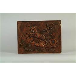 MURPHY’S VARNISHES EMBOSSED PAPER MACHE SIGN.