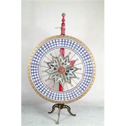 GOOD OLD REVERSE GLASS EVANS TYPE ROULETTE WHEEL.