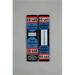 TWO EX-LAX PORCELAIN THERMOMETERS, DIFFERENT VARIATIONS.