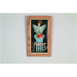 BRILLIANT COLORED LITHO CELLULOID SIGN FOR THE FOSTER HOSE SUPPORT.