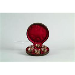 CASED SIX PIECE SALT SET.