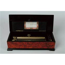 CONTEMPORARY 8 3/4" REUGE CYLINDER MUSIC BOX.