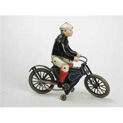 RARE 8" CHAIN-DRIVEN MOTORCYCLIST. 