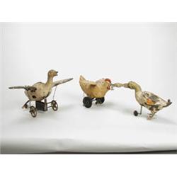 LOT OF 2 GERMAN WINDUP TIN BIRDS.