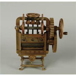 PATENT MODEL:  JOHN G. MORGAN PAPER CUTTING MACHINE FROM THE COLLECTION OF CLIFF PETERSON.  