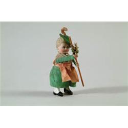 SCHUCO GERMAN GIRL WITH STAFF AND FLOWERS.