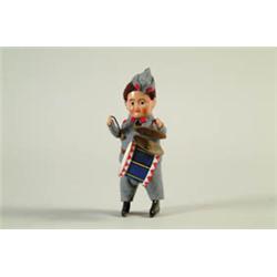 GERMAN SCHUCO SOLDIER BOY PLAYING DRUMS AND CYMBAL.