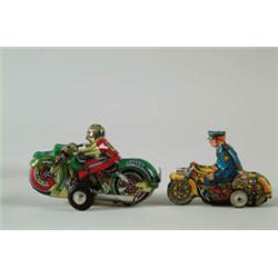 LOT OF TWO TIN MOTORCYCLES.