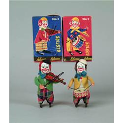 LOT OF 2 SCHUCO CLOWN MUSICIANS IN O.B.