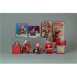 LOT OF 5 W/UP SANTA TOYS.