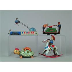 LOT OF SIX TIN W/UP TOYS.