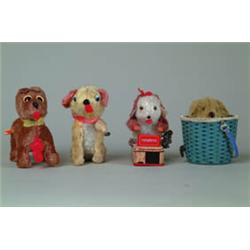 LOT OF 10 PLUSH/TIN MECH. DOG TOYS.