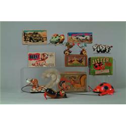 LOT OF 6 MECHANICAL TOYS W/ORIG. BOXES.