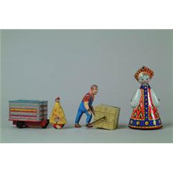 LOT OF THREE TIN W/UP TOYS.