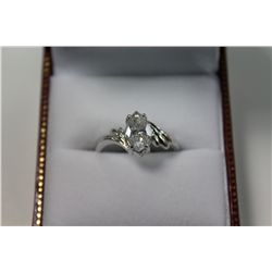 LADIES 14KT. WHITE GOLD DIAMOND SET ENGAGEMENT OR DRESS RING.  CLAW SET WITH 1 MARQUISE