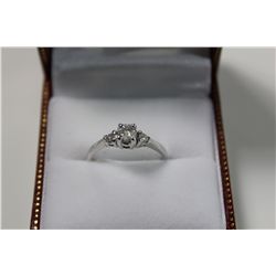 LADIES 14KT WHITE GOLD  DIAMOND SET ENGAGEMENT OR DRESS RING.  4 CLAW CENTER WITH 1