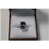 Image 1 : LADIES 14KT. WHITE GOLD NATURAL TANZANITE & DIAMOND SET DRESS RING.  SET WITH 15