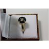 Image 2 : LADIES 14 KT. YELLOW GOLD NATURAL BLUE SAPPHIRE & DIAMOND DRESS RING.