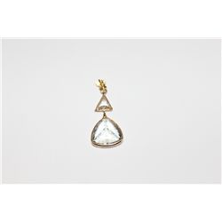 14KT. YELLOW AND 18KT. YELLOW GOLD DIAMOND & LEMON QUARTZ PENDANT.  BEZEL SET WITH