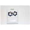 Image 1 : PAIR OF 14KT. YELLOW GOLD NATURAL BLUE SAPPHIRE EARRINGS.  BEZEL SET WITH TOTAL OF