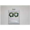 Image 2 : PAIR OF 14KT GOLD NATURAL EMERALD EARRINGS BEZEL SET WITH 12 OVAL