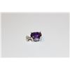 Image 2 : 14KT. WHITE GOLD NATURAL AMETHYST & DIAMOND SET PENDANT.  CLAW SET WITH