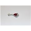 Image 2 : 14 KT. WHITE GOLD RUBY & DIAMOND SET PENDANT PAVE AND CLAW SET WITH 37 BRILLIANT CUT DIAMONDS