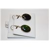 Image 2 : PAIR IF 14 KT. YELLOW GOLD & GOLD PLATED STERLING SILVER DANGLING AMMOLITE & DIAMOND EARRINGS.