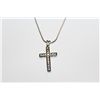 Image 1 : 10KT. WHITE GOLD DIAMOND SET CROSS PENDANT CLASSIC CHANNEL SET WITH 17 ROUND