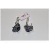 Image 2 : PAIR OF 925 STERLING SILVER NATURAL BLUE SAPPHIRE EARRINGS CLAW SET WITH