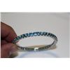 Image 2 : STERLING SILVER NATURAL BLUE ZIRCON BANGLE STYLE BRACELET CLAW SET WITH