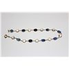 Image 2 : 14KT YELLOW GOLD NATURAL BLUE SAPPHIRE AND NATURAL WHITE ZIRCON BRACELET BEZEL