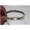 Image 2 : STERLING SILVER BANGLE STYLE BRACELET SET WITH PROMO QUALITY BLUE SAPPHIRES.  BEAD