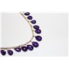 Image 2 : 10KT. YELLOW GOLD NATURAL AMETHYST BRIOLETTE NECKLACE.  15 CM LONG WITH 18 PEAR SHAPED