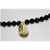 Image 2 : CHOKER LENGTH NECKLACE OF 40 ROUND FACETED BLACK ONYX BEADS.  STERLING SIVLER LOBSTER CLASP